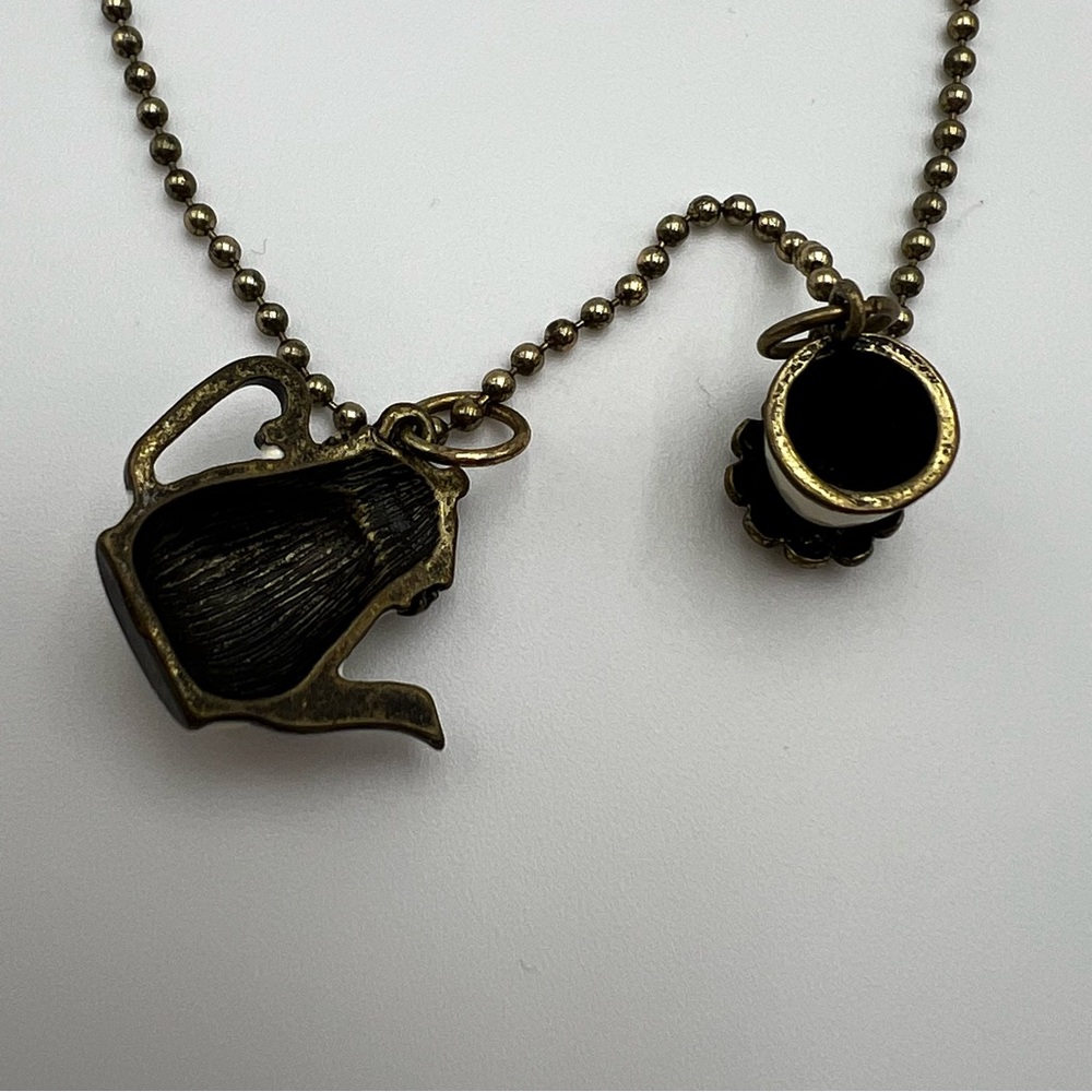 RARE Bestey Johnson Vintage Antique Rose Teapot Teacup Earrings and Necklace - Picture 8 of 10